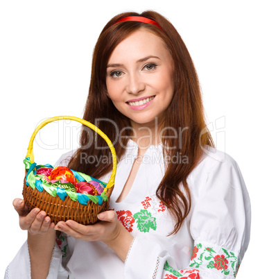 Young woman in ukrainian national cloth