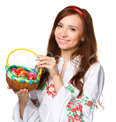 Young woman in ukrainian national cloth