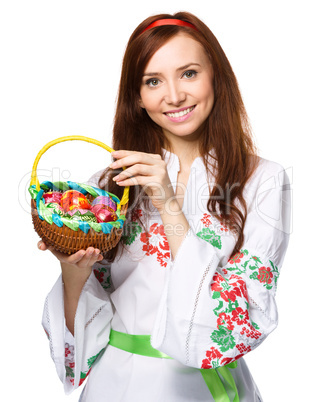 Young woman in ukrainian national cloth