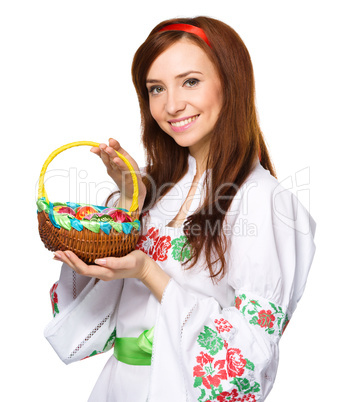 Young woman in ukrainian national cloth