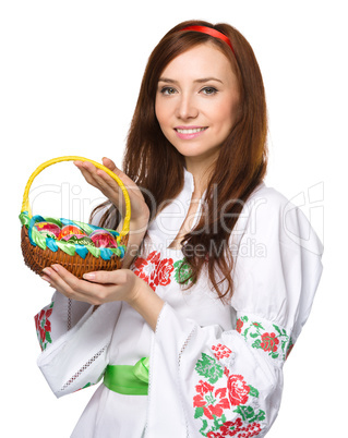 Young woman in ukrainian national cloth