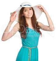Pretty woman wearing summer hat