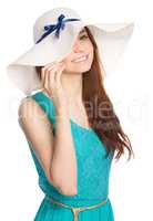 Pretty woman wearing summer hat