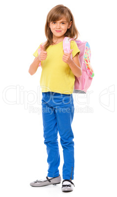 Little schoolgirl with a backpack