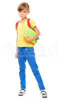Portrait of a cute little schoolgirl with backpack