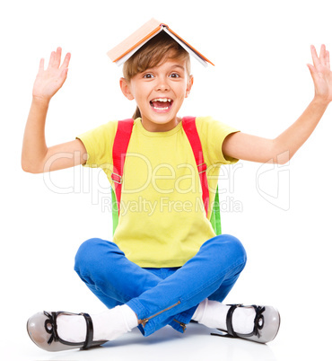 Portrait of a cute little schoolgirl with backpack Portrait of a cute little schoolgirl with backpack