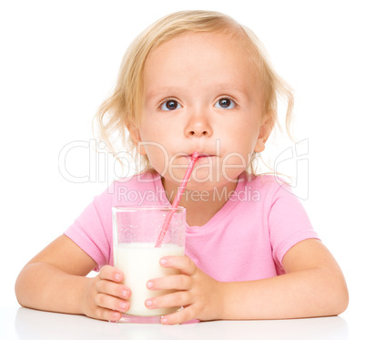 Cute little girl with a glass of milk Cute little girl with a glass of milk