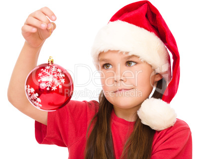 Young happy woman in christmas cloth