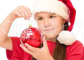 Young happy woman in christmas cloth