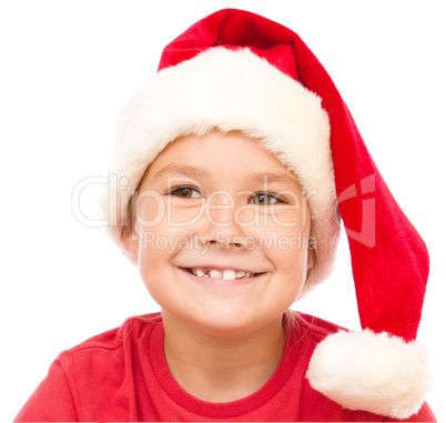 Portrait of a cute little girl in santa hat