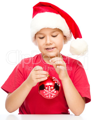 Young happy girl in christmas cloth