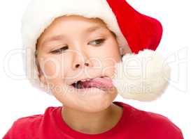 Little girl in santa hat