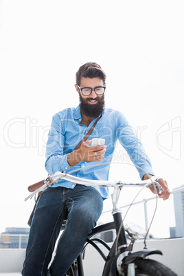 Hipster texting someone