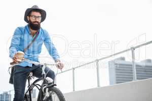 Hipster doing bicycle