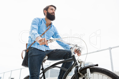 Hipster doing bicycle