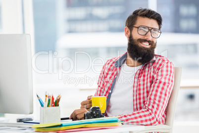 Hipster man smiling and posing