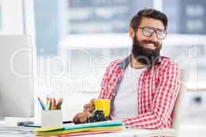 Hipster man smiling and posing