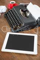 Side view of typewriter