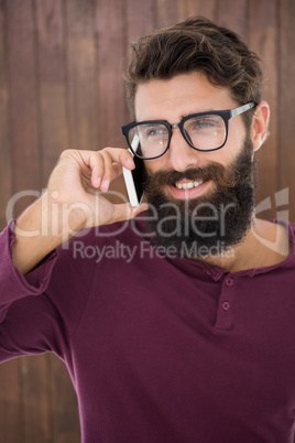 Hipster man calling someone