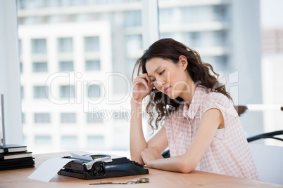 Thoughtful hipster woman