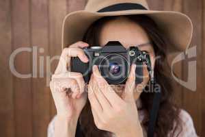 Hipster woman taking a picture