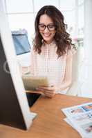 Hipster woman using a tablet