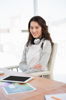 A businesswoman is in her office