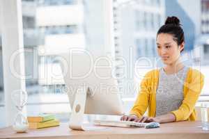 A beautiful businesswoman at her desk