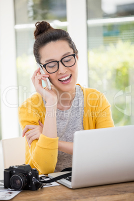 Hipster making a phone call