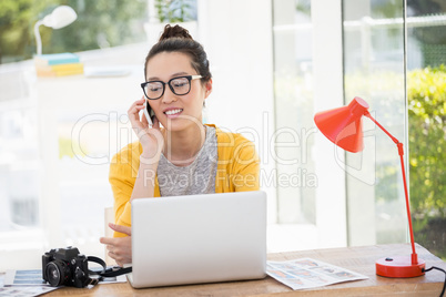 Hipster making a phone call