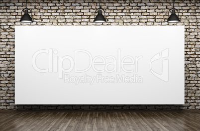 Three lamps and poster interior background 3d rendering