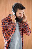 Hipster listening to music