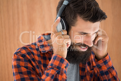 Hipster listening to music