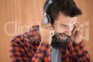 Hipster listening to music