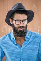 Hipster wearing glasses and hat