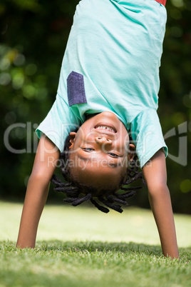 Boy doing a handstand