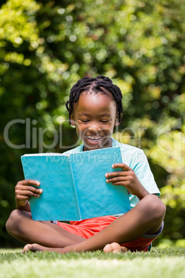 Boy is  reading a book