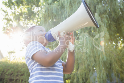 Boy using a megaphone