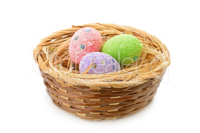 Easter eggs in basket