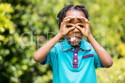 Portrait of a boy making grimaces