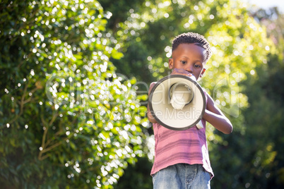 Boy using a megaphone