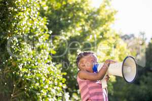 Boy using a megaphone