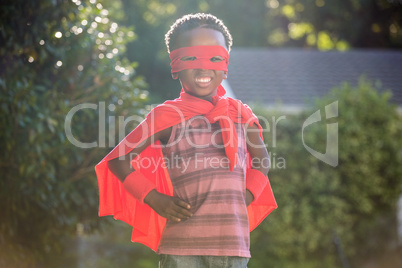 Boy in a superhero costume
