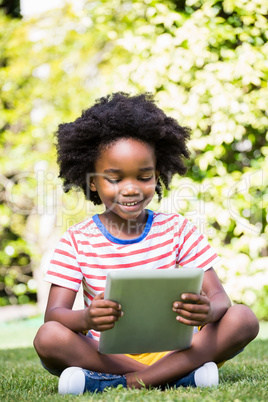 Boy using a tablet computer