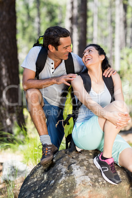 Couple looking each other and posing