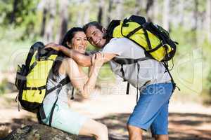 Couple smiling and holding each other