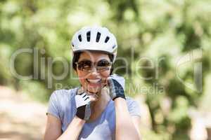 Portrait of a woman bike rider smiling