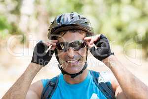 Portrait of a man bike rider smiling
