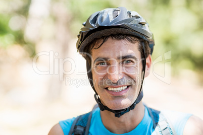 Portrait of a man bike rider smiling