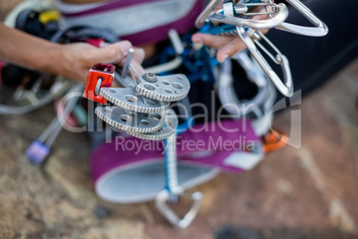 Close up climbing equipment